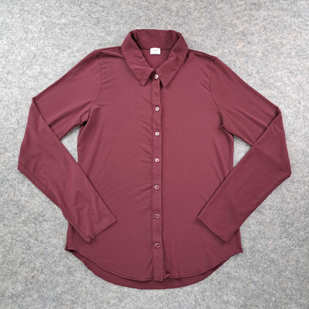 Aritzia Wilfred Shirt Womens Large Red Long Sleeve Button Commuter Top Career